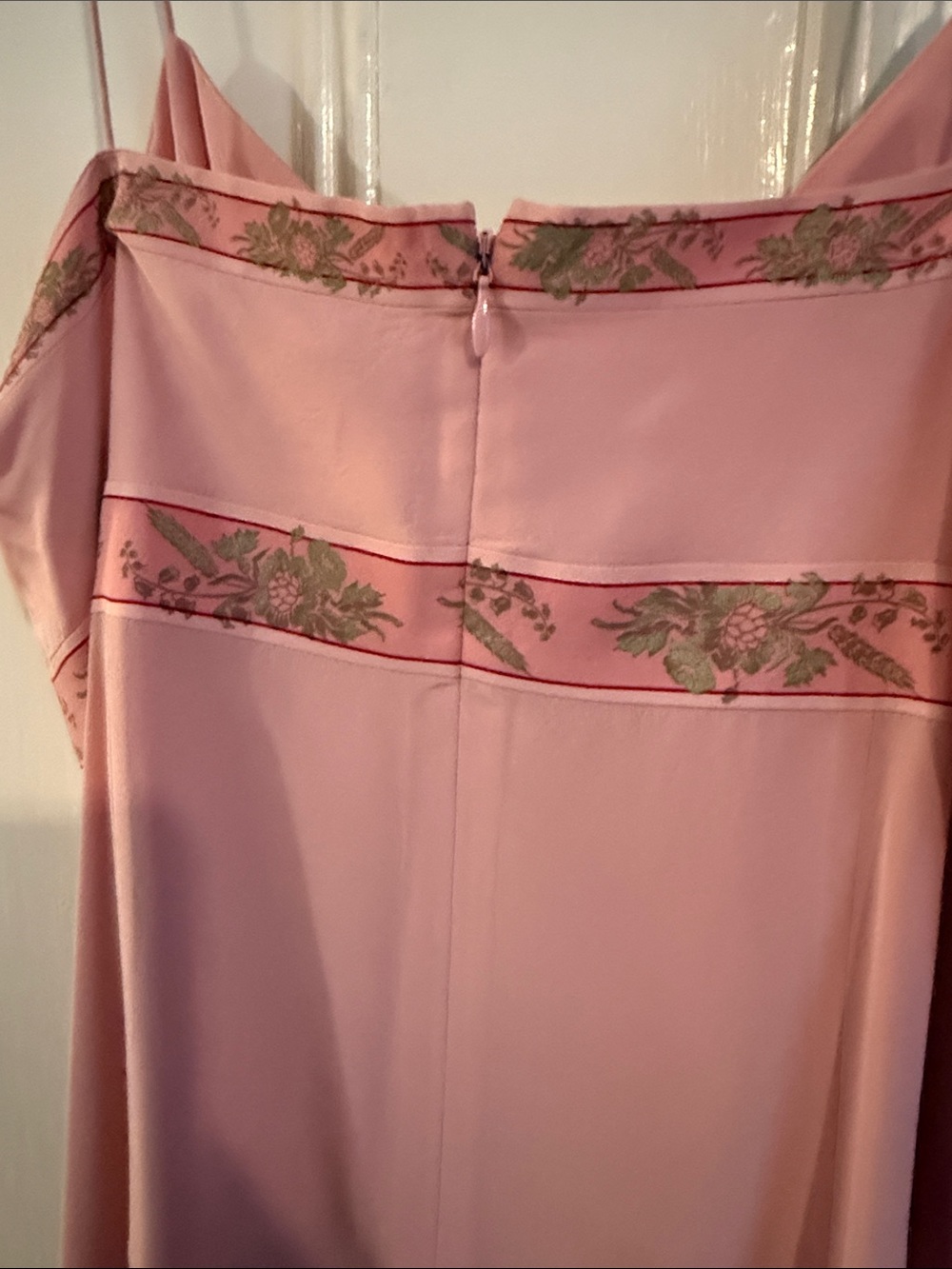 J. Crew Y2K Rose Pink Satin Slip Dress with Floral Trim Vintage 1999 2000 sz 12 - Picture 4 of 5